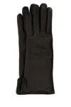 Gucci Women Black Leather Gloves In Black