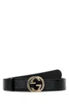 Gucci Women Black Leather  Blondie Belt