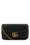 Gucci Women Black Leather Mini Gg Marmont Clutch