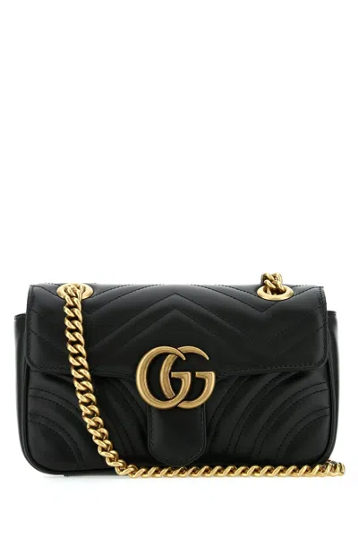 Gucci Mini Gg Marmont Quilted Leather Shoulder Bag In Black