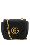 Gucci Women Black Leather Mini Marmont Gg Crossbody Bag In Black