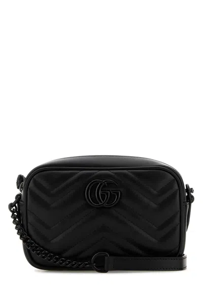 Gucci Women Black Leather Mini Marmot Crossbody Bag