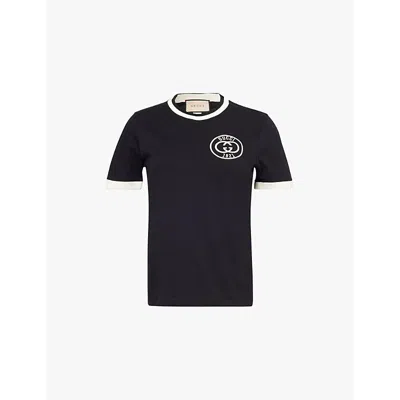 Gucci Womens Black Mix Brand-embroidered Short-sleeved Cotton-jersey T-shirt Xs