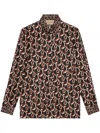Gucci Interlocking G Chain-print Silk Shirt In Black
