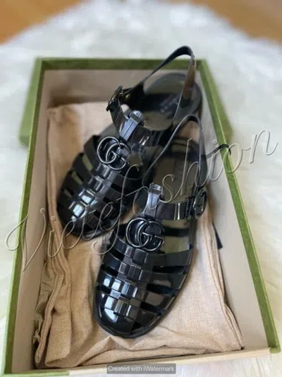 Pre-owned Gucci Women Black Rubber Fisherman Sandals