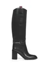 Gucci Women Black Boots With Side Clamp And Web Detail In Leather Woman In Black