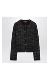 Gucci Women's Black/silver Wool And Lamã© Checked Cardigan | Size Medium | 805754xkedi In Black