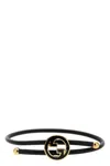 Gucci Bracelet With Enamel Round Interlocking G In Black