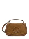 Gucci Women 'blondie' Brown Handbag With Gg Logo Plaque On The Front In Suede Woman In Brown