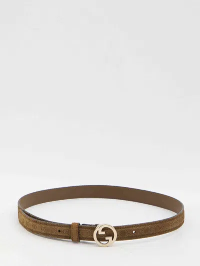 Gucci Women Blondie Slim Belt In Brown