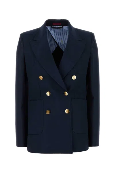 Gucci Blazer Double-breasted Gold-tone Buttons In Blue