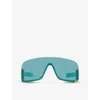 Gucci Womens Blue Gc002162 Gg1637s Irregular-frame Injected Sunglasses In Blue