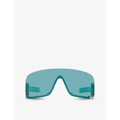 Gucci Women's Blue Gc002162 Gg1637s Irregular-frame Injected Sunglasses