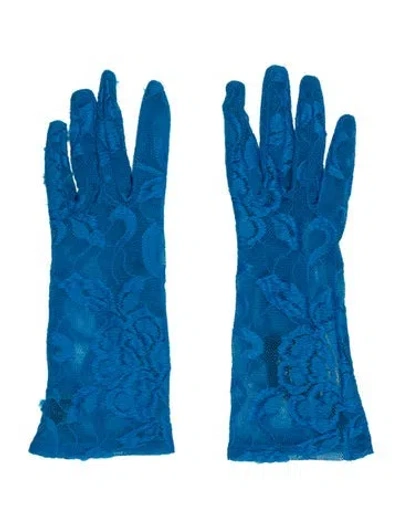 Pre-owned Gucci Women's Blue Lace Gloves