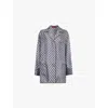 Gucci Womens Gg Supreme Oversized-fit Silk Shirt Blue White Mc In Blue White Mc