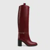 Gucci Horsebit Leather Knee-high Boots In Burgundy