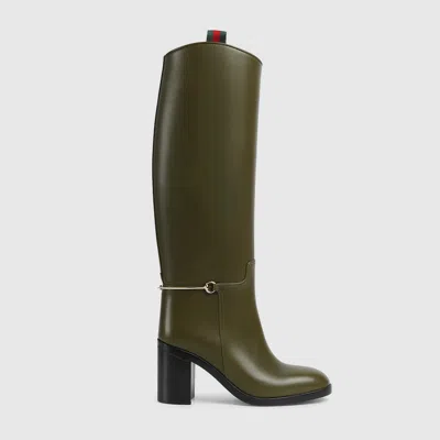 Gucci Women's Boot With Slim Horsebit In Green