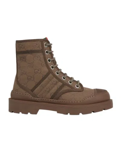 Gucci Women's Boot With Web In Brown