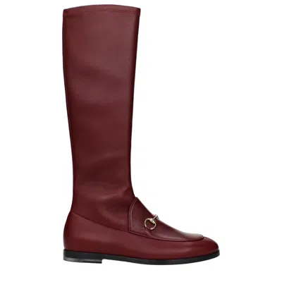 Gucci Women's Boots Leather Red/ancora In Brown