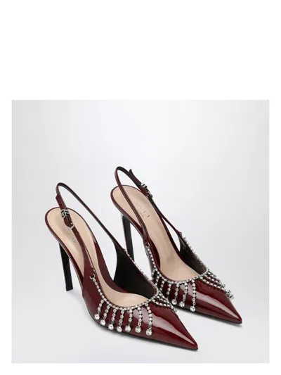 Gucci Women's Bordeaux Patent Leather Pump With Crystal Chain