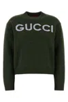 Gucci Women Bottle Green Wool Sweater In Green