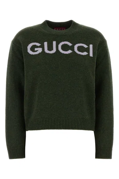 Gucci Women Bottle Green Wool Sweater
