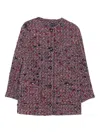 Gucci Blue Red Boucl Wool Jacket In Purple
