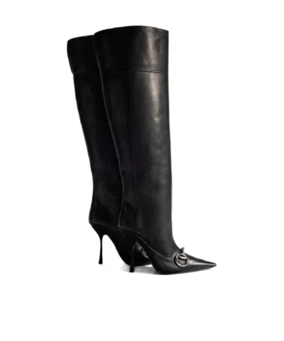 Gucci Boulevard Horsebit Leather Knee-high Boots In Black