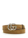 Gucci Women Brown Belt With Gg Buckle Closure In Suede Woman In Brown