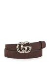 Gucci Women Brown Belt With Gg Buckle Closure On The Front In Suede Woman In Brown