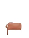 Gucci Women Brown Card Case With Double G Charm In Brown