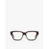 GUCCI GUCCI WOMEN'S BROWN GG1428O SQUARE-FRAME ACETATE GLASSES