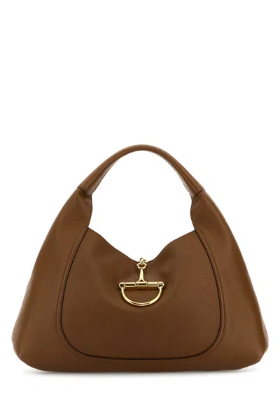 Gucci Women Brown Leather Large  Softbit Shoulder Bag