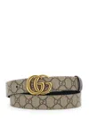 Gucci Brown Reversible Belt With Buckle With Double G Logo In Gg Canvas Woman In Gray