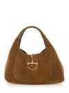 Gucci Women Brown Shoulder Bag With Horsebit Closure In Suede Woman In Brown