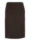 Gucci Women Brown Skirt With Side-closure In Buttoned Wool Woman In Brown