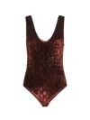 Gucci Women Brown Stretch Chenille Gg Embroidered Bodysuit In Multi