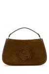 Gucci Women Brown Suede And Leather Large  Blondie Handbag In Brown