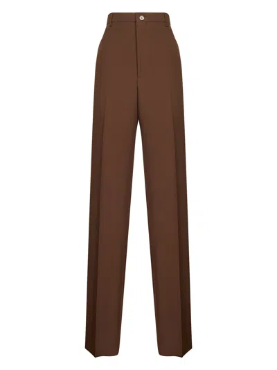 GUCCI GUCCI WOMEN BROWN TECHNICAL PANAMA TROUSERS