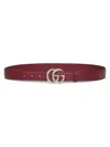 Gucci Burgundy Gg Marmont Thin Belt In Red