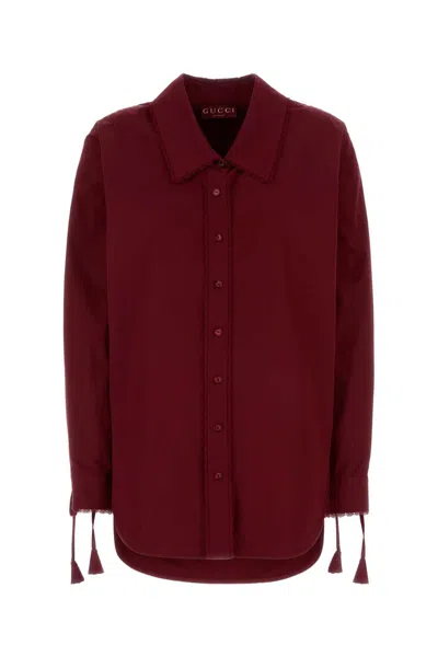 GUCCI GUCCI WOMEN BURGUNDY POPLIN SHIRT