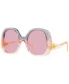 Gucci Womens Gc001937 Gg1235s Round-frame Polyamide Sunglasses In Transparent Gray