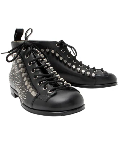 Pre-owned Gucci Women's Calfskin, Nylon Jakarta Leather Ankle Boot (authentic Pre-loved)