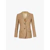 Gucci Womens Camel Ebony Mix Monogram-print Slim-fit Cotton-blend Blazer In Camel Ebony Mix