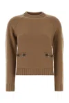 Gucci Women Camel Wool Blend Sweater In Brown