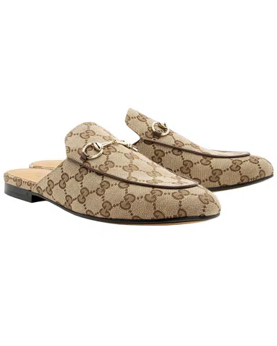 Pre-owned Gucci Women's Canvas & Leather Princetown Mule (authentic Pre-loved)