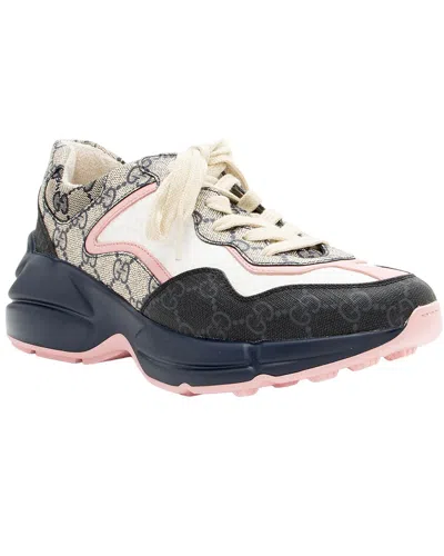 Pre-owned Gucci Women's Canvas, Coated Canvas, Leather, Nylon Mixed Fabric Rhyton  Sneaker (authentic Pre-love