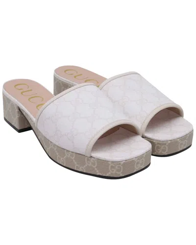 Pre-owned Gucci Women's Canvas Gg Supreme Monogram Malaga Platform Mule (authentic Pre-  Loved)