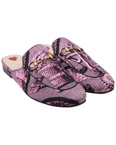 Pre-owned Gucci Women's Canvas Princetown Printed Mule (authentic Pre-loved)