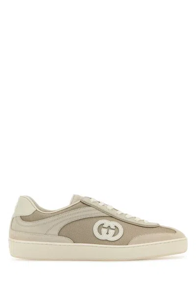 Gucci Women Cappuccino Fabric And Suede Sneakers In Brown